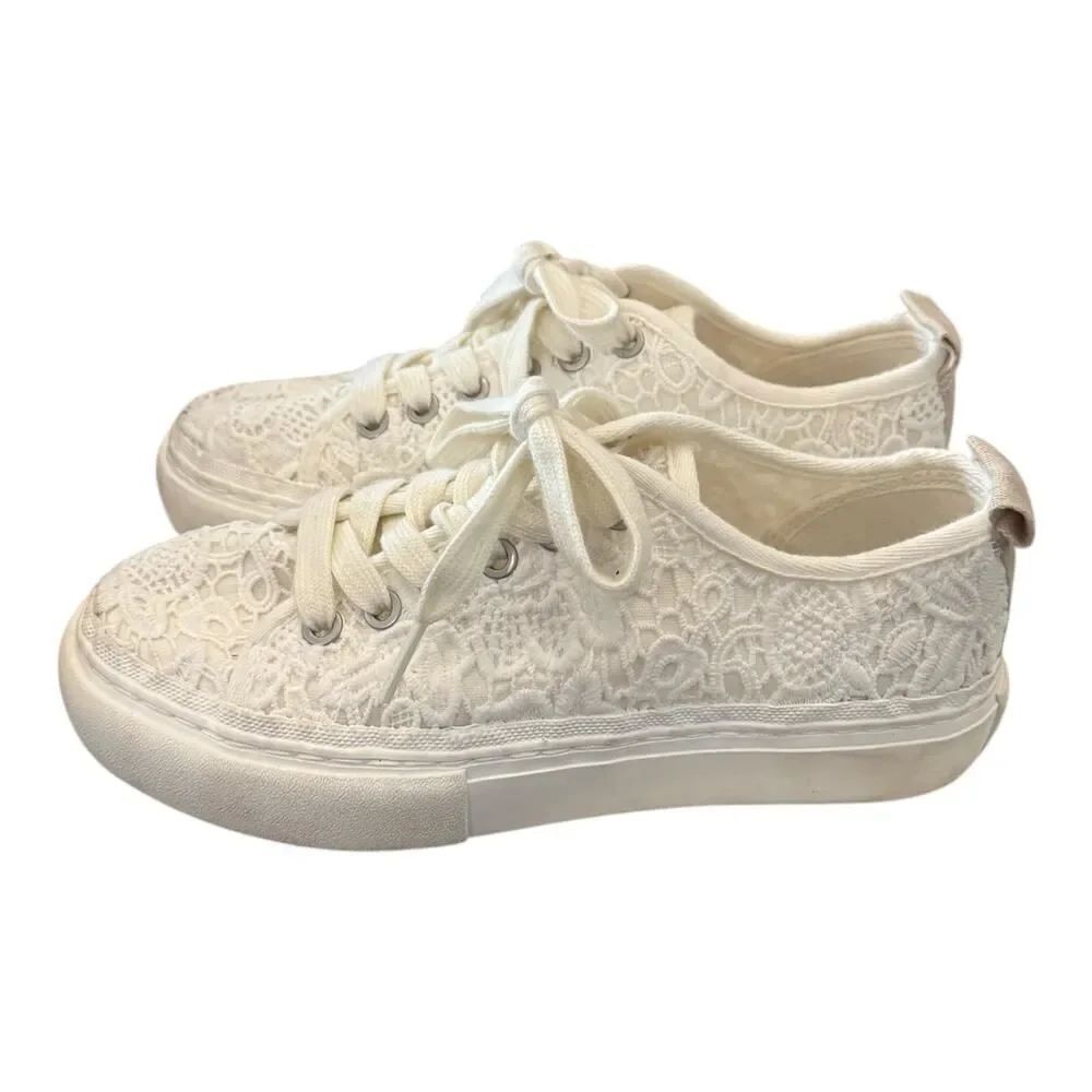 Zara Women’s White Ivory Bridal Lace Sneakers 35 US 5